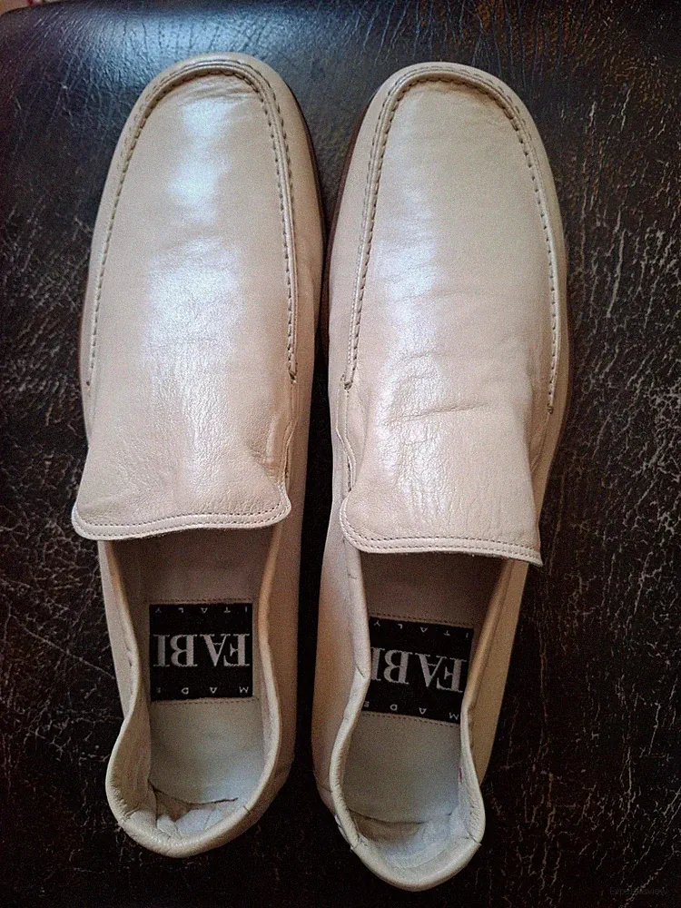 FABI Luxus Mokassins Gr 44 Neu Ohne Etikett Beige Leder Herrenschuhe Italien
