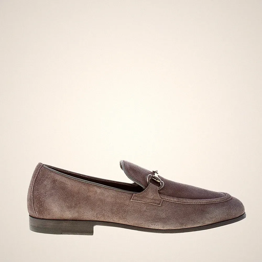 FABRIZIO SILENZI herren schuhe grau suede loafer horsebit made in Italy
