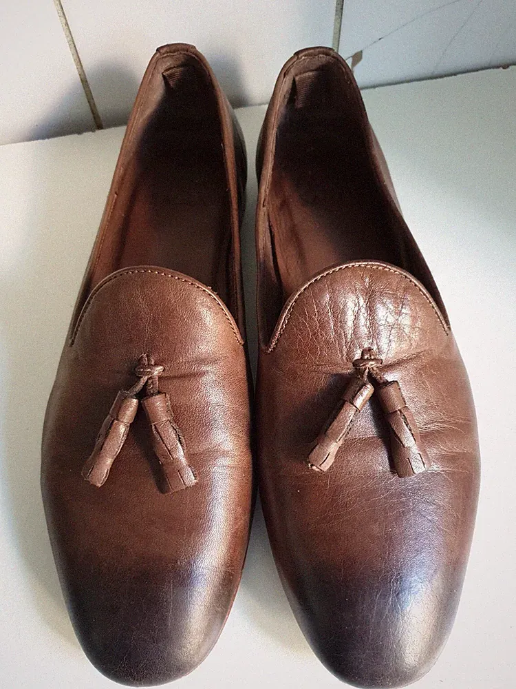 FARUK SAGIN DESIGNER UK 8 EU 42 HERREN BRAUN LEDER PENNY HALBSCHUHE SLIPPER SCHUHE