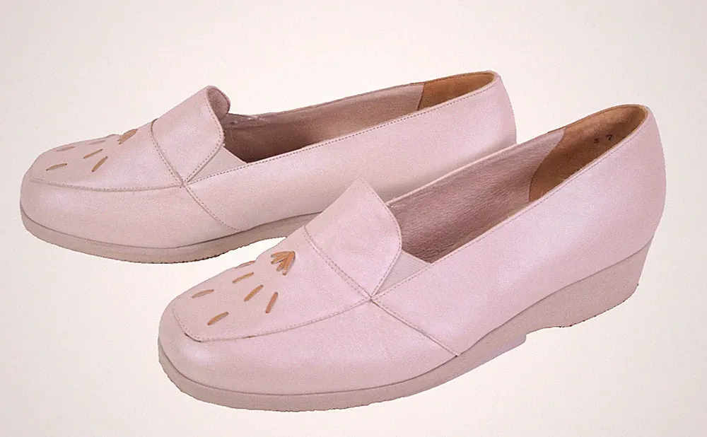 Fasan Slipper Schuhe Leder Loafer Gr. 38 creme schimmernd Komfort Damen CR64