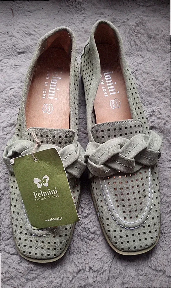Felmini Echtem Leder Loafer mit Laser Perforation und Tierband