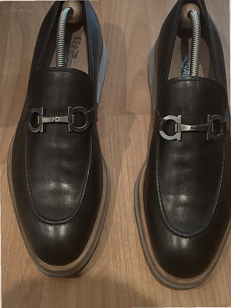 Ferragamo Loafer Gr. 10 EE (44 EU) Neuwertig Schwarz Mokassin