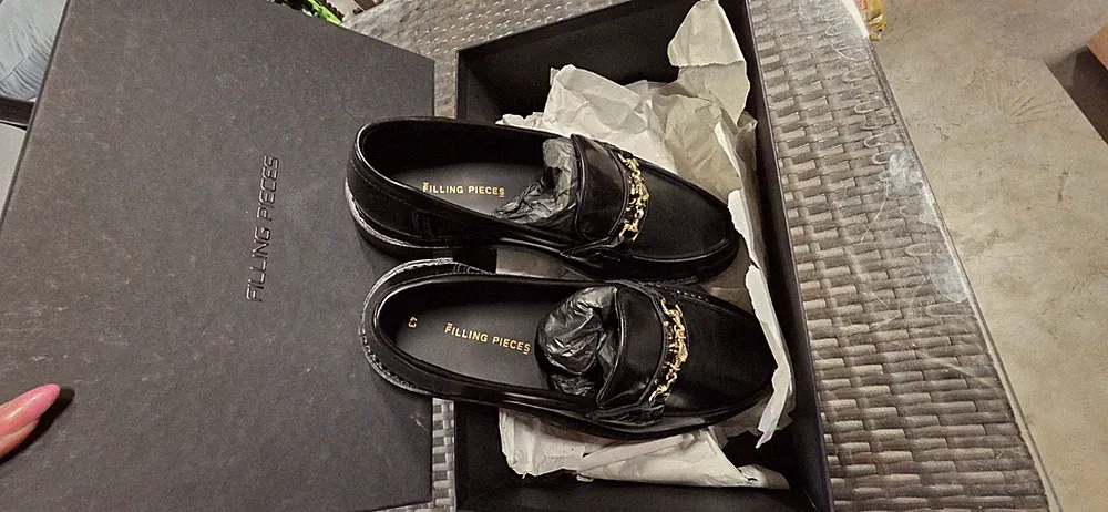 Filling Pieces Polido Loafer Herren Leder Schwarz Ketten-Akzent Slip-On EU 43