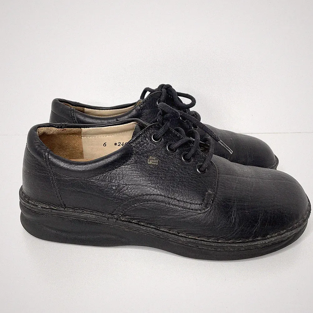 Finn Comfort Men’s Black Leather Oxford Lace Up Shoes Germany Sz UK 6 US 7