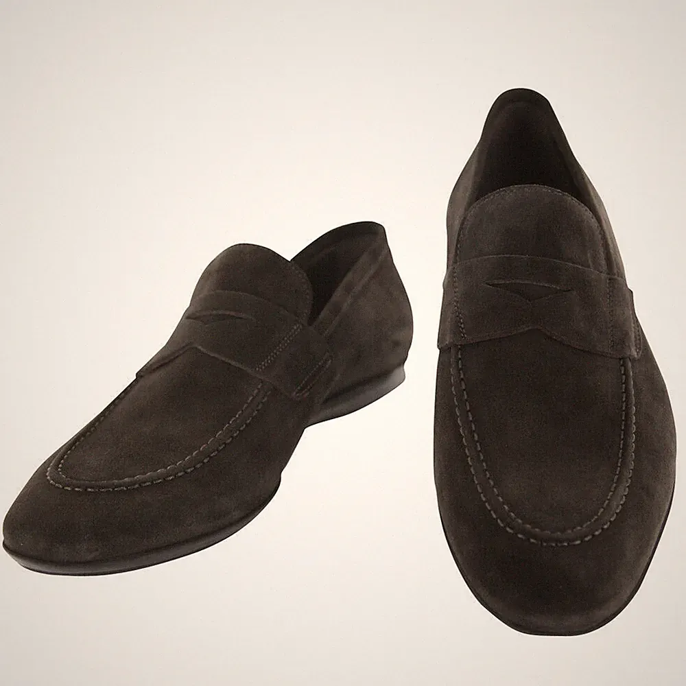 Fiori Di Lusso Dunkelbraun Wildleder Pennyloafer US Breite D- (6K)