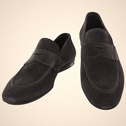 Fiori Di Lusso Graue Wildleder Penny Loafer - US Breite D - (6J)