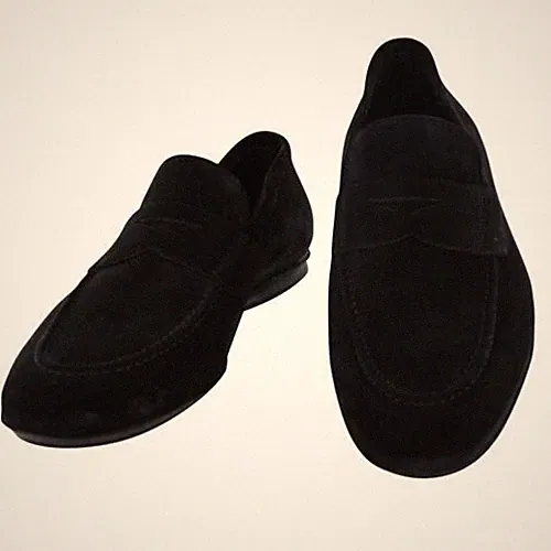 Fiori Di Lusso Schwarze Wildleder Penny Loafer - US Breite D - (6M)