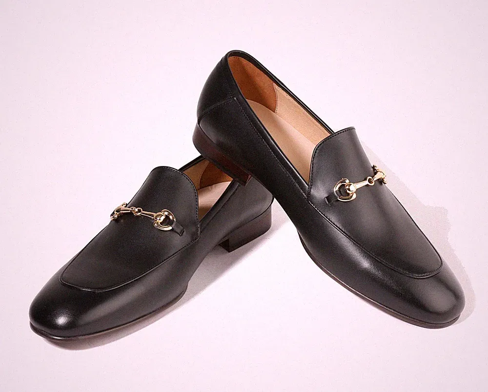 Firenze Atelier Herren Matt SCHWARZ Rindsleder Pferd Gebiss Halbschuhe Penny Halbschuhe