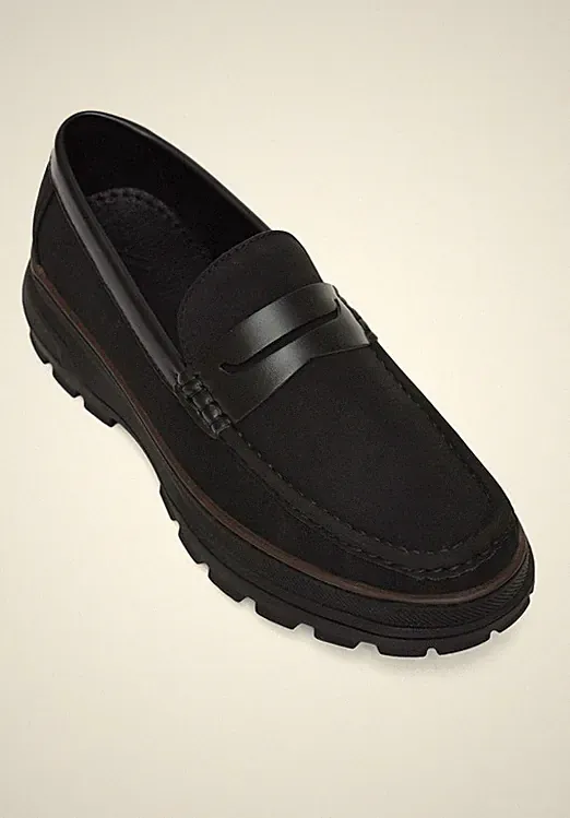 Firenze Atelier Men’s Black Leather Horsebit Loafers Vibram Sole | Chunky Loafer