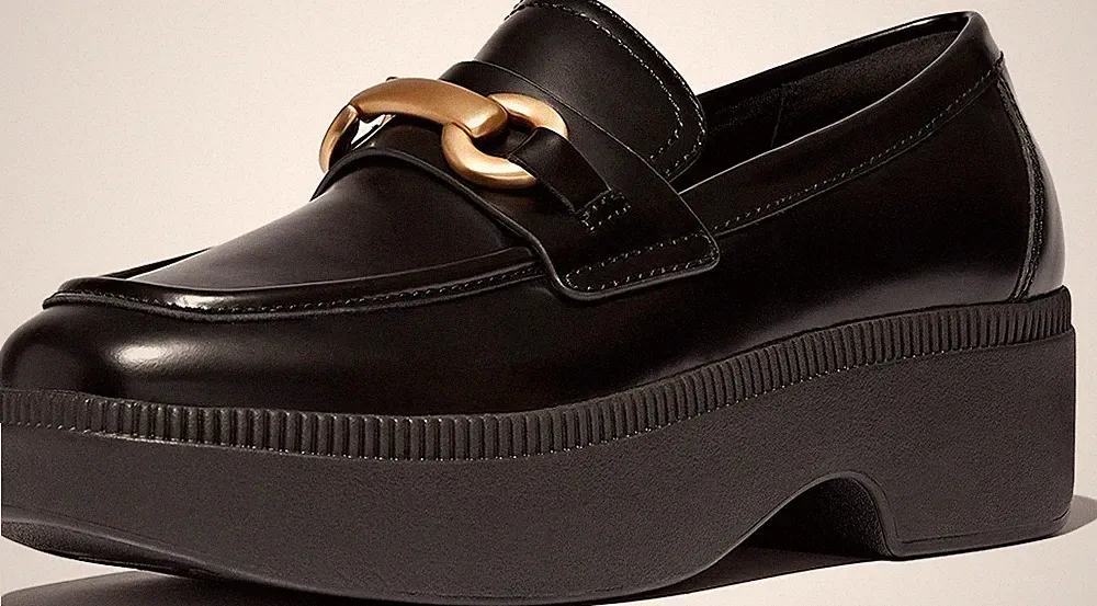 FitFlop Damen Loafer F-Luma Chunky-Snaffle Box-Leather D/Wedge Loafers HY3