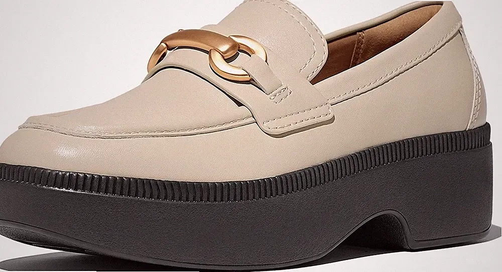 FitFlop Damen Loafer F-Luma Chunky-Snaffle Leather Demi-Wedge Loafers IJ7