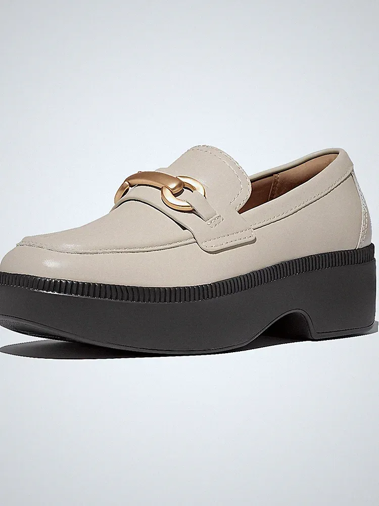 FitFlop Damen Loafer F-Luma Chunky-Snaffle Leather Demi-Wedge Loafers IJ7