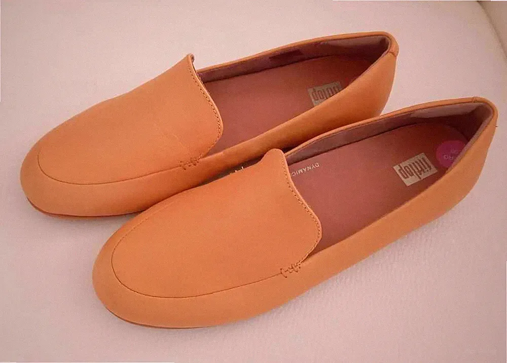 FitFlop Lena Damen Leder Loafer Slipper Gr. 38 NEU Senf Gelb Mokassins