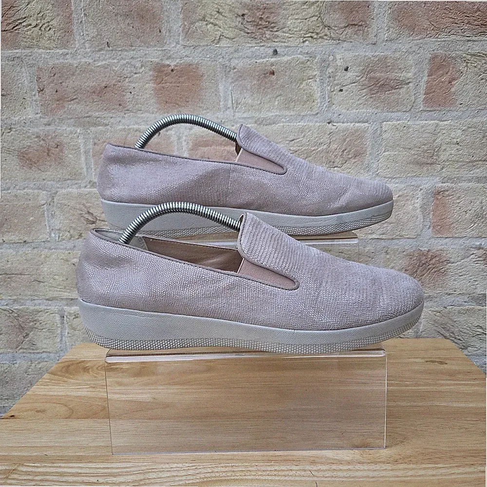 FitFlop Superskate Loafer Sneaker Gr. UK 9 grau silber Slipper