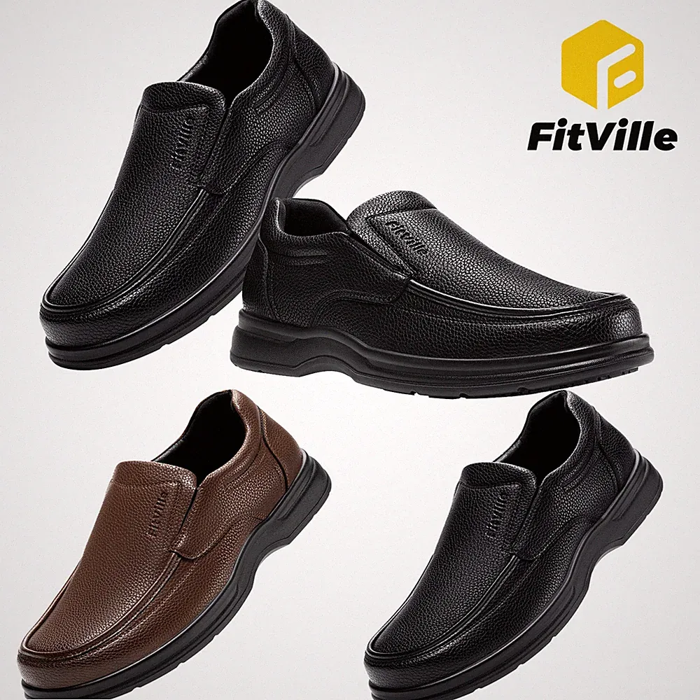FitVille Weit Herren Business Loafer Leichte Freizeitschuhe Breite Füße Slip On