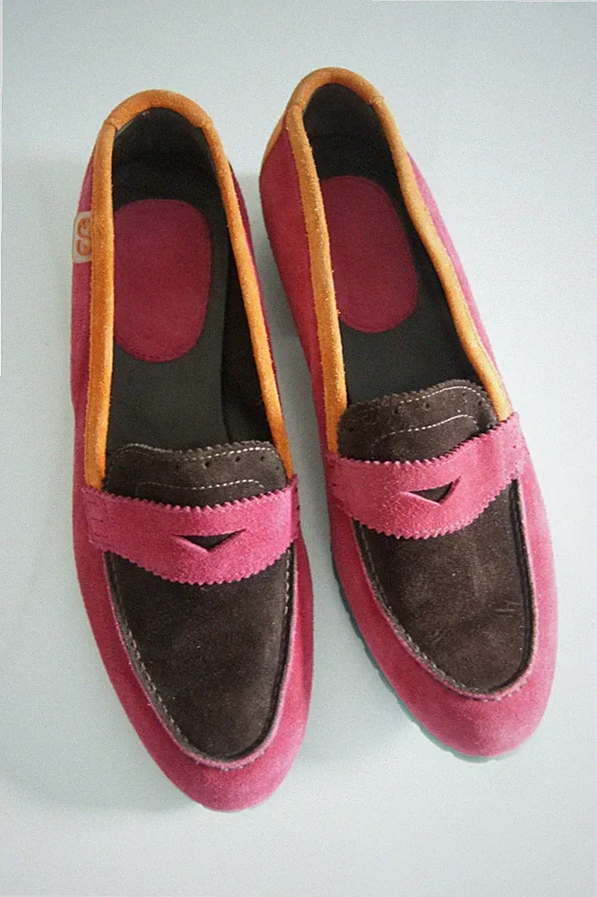 flache Wildleder Loafers in Orange, Braun, Dunkelpink von Escada in Größe 39
