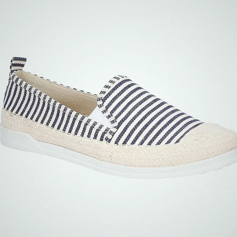 Fleet & Foster Paradise Navy Stripe Espadrille Halbschuhe Slipper UK 8 EU 41 Damen