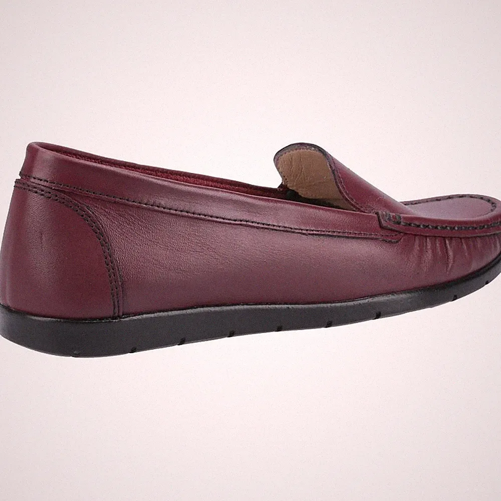 Fleet & Foster Tiggy weinrote Leder Slipper Halbschuh