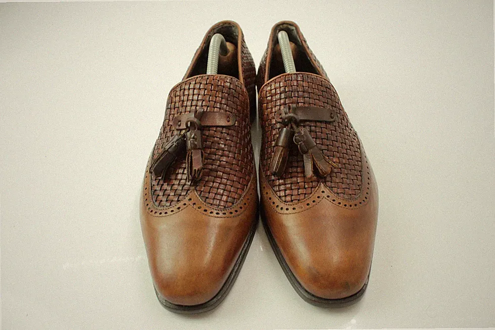Florence Slipper Geflochtene Tassel Loafer Blake Braun Leder EU 41,5 UK7.5 Italy