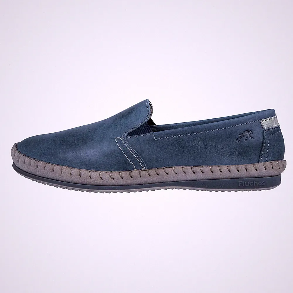 Fluchos Bahamas Loafer Flexiblem Leder Komfort Stil Blau Modell 8264