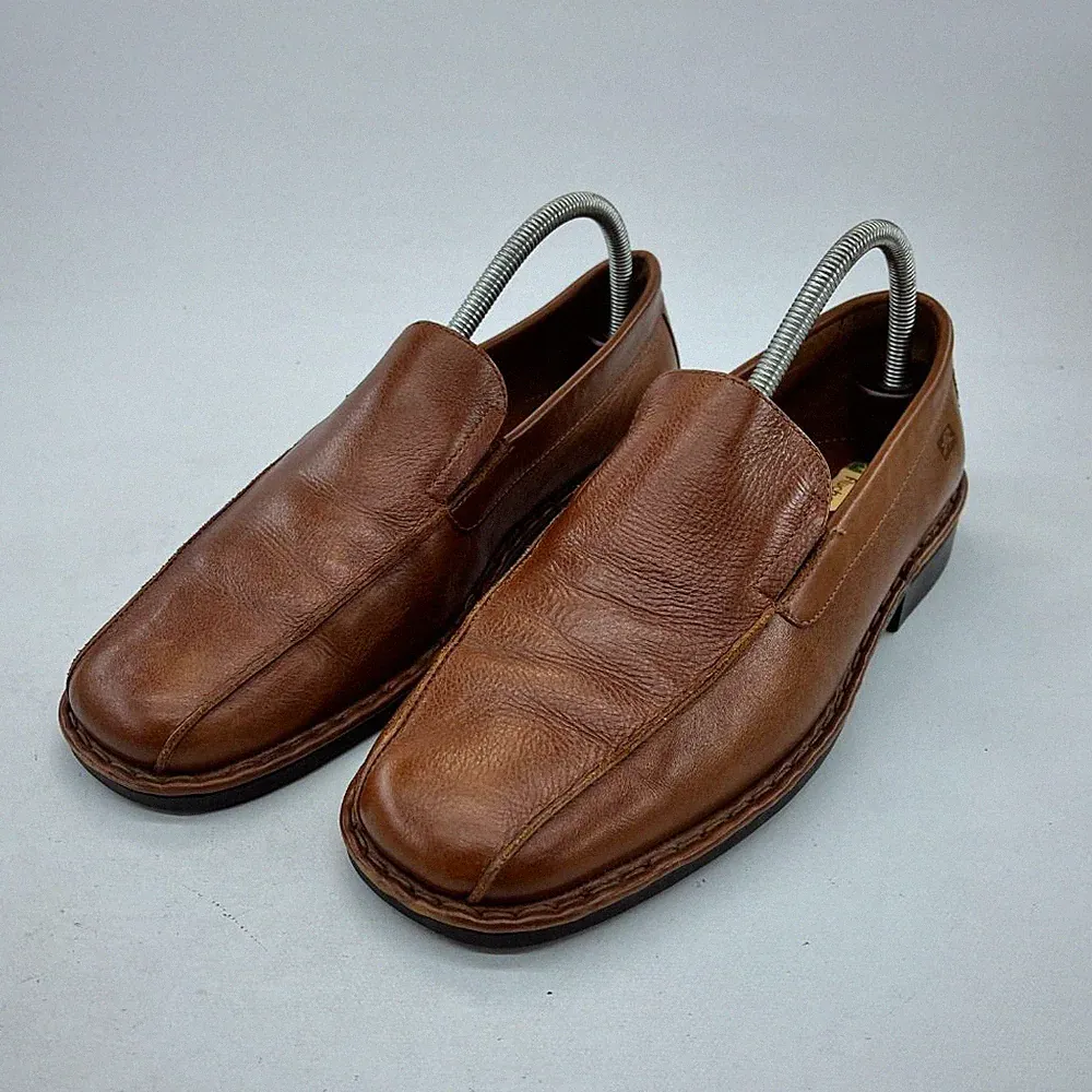 Fluchos Halbschuhe Herren UK8 hellbraun Leder gepolstert orthopädische Slipper Komfortschuhe