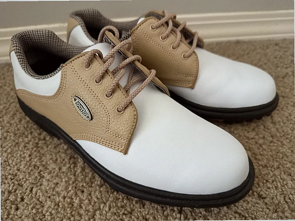 FootJoy SoftJoys Terrains Golf Shoes Women 7 M White Tan Saddle Vintage Y2K NWOB