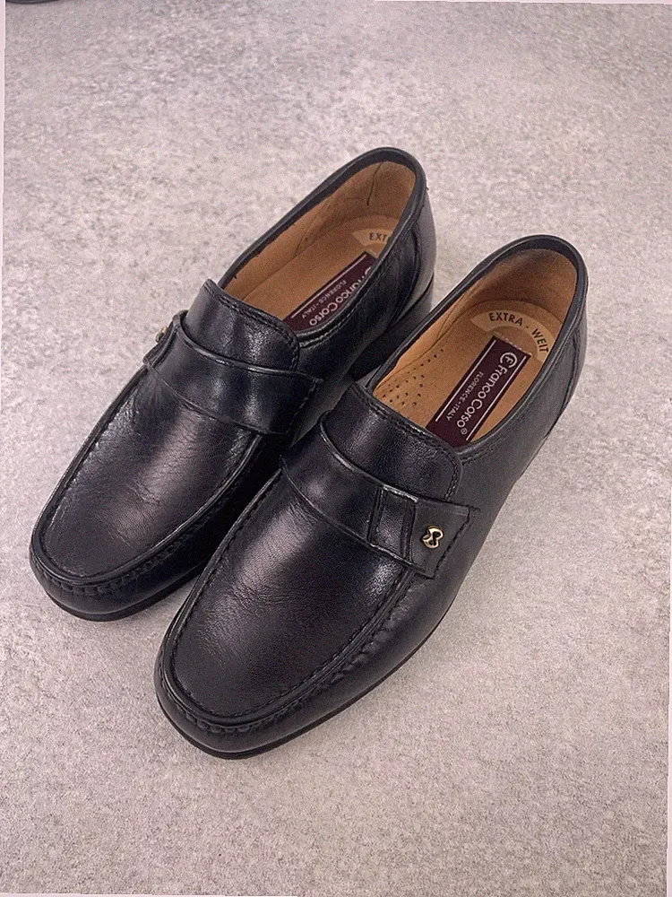 Franco Cosso Loafer Leder Schuhe Made in Italy Schwarz Größe 39,5 Extra Weit