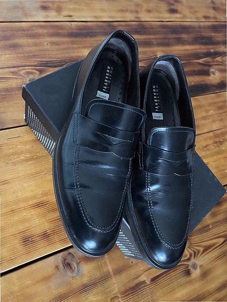 Fratelli Rossetti Herren Schuhe Loafer Gr. 42 Schwarz Leder
