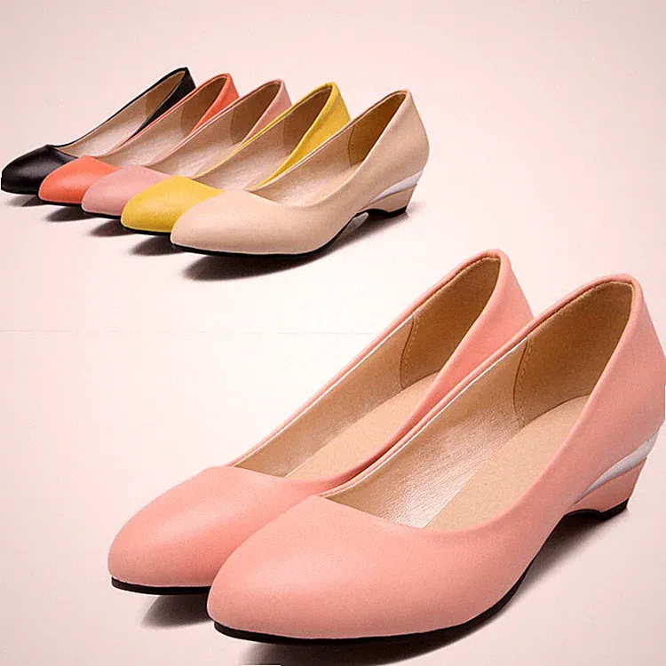 Frauen Slip On Loafers Pump Lackleder Absatz Keilabsatz Schuhe Klassische Casual