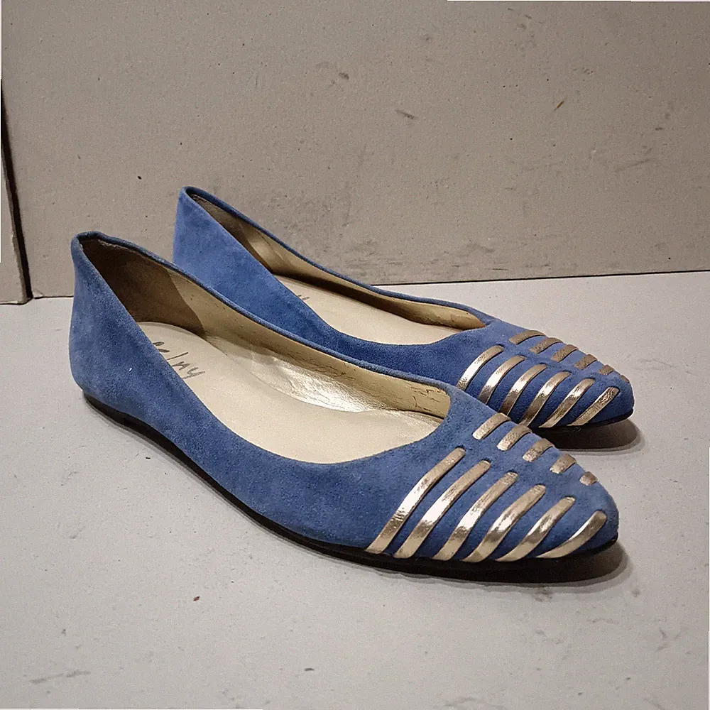 French Sole New York FSNY Holiday Suede Flats Shoe Cobalt Blue Uk6 Eu39 (C4)
