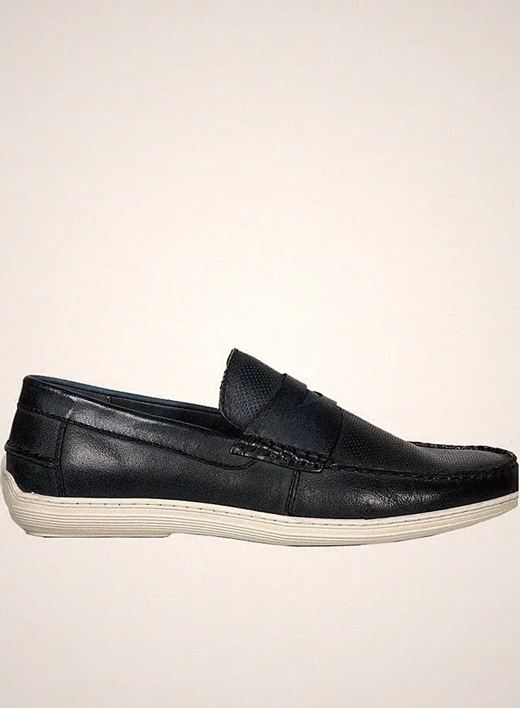 Front Herren Hamilton Leger Leder Halbschuh Slipper Schuhe in Schwarz 7 bis 10