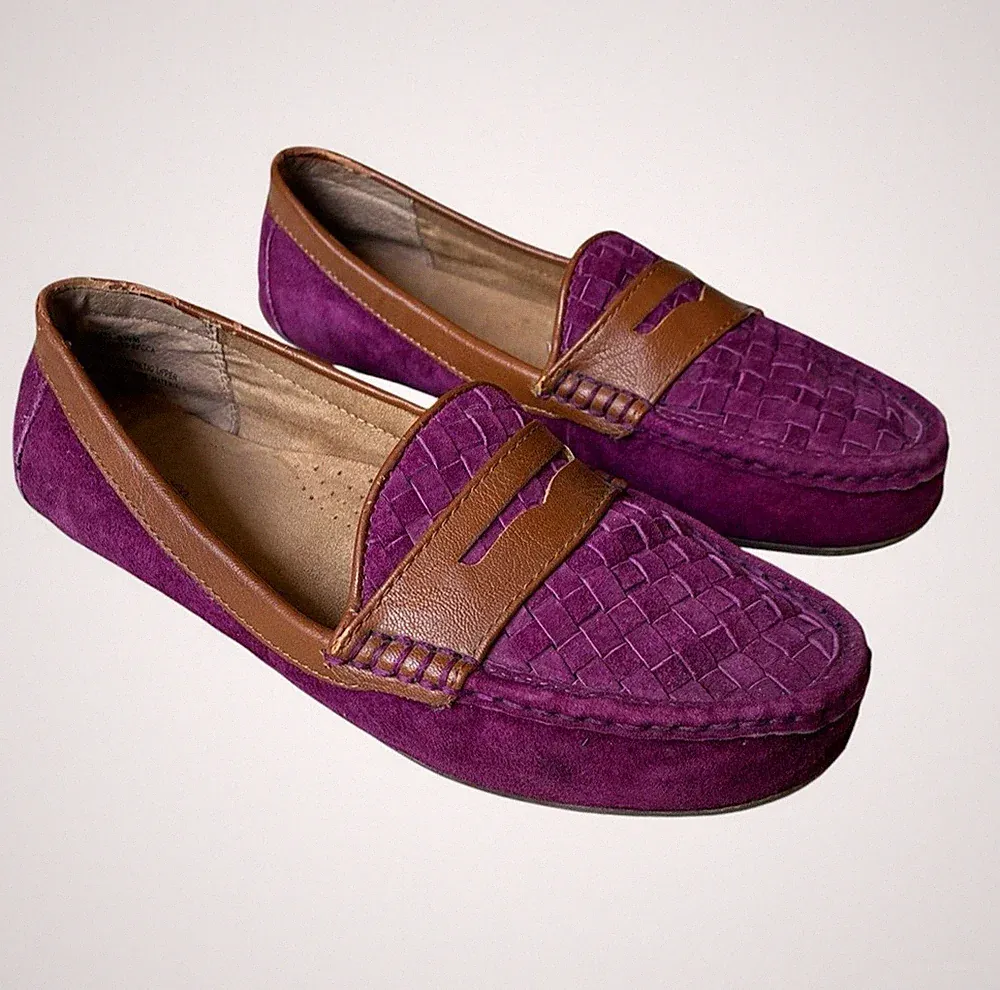G.H. Bass & Co. Becca Women's Purple Suede Woven Penny Loafers Size 8.5