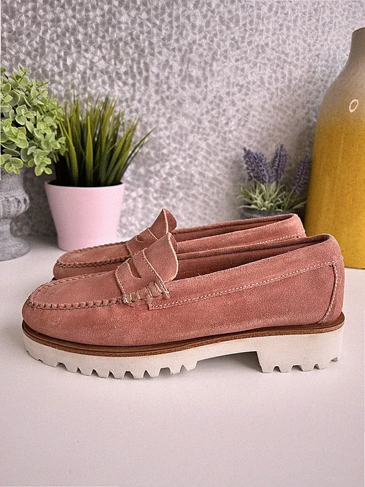 G H Bass & Co Weejuns 90er rosa Wildleder Halbschuhe UK Größe 4