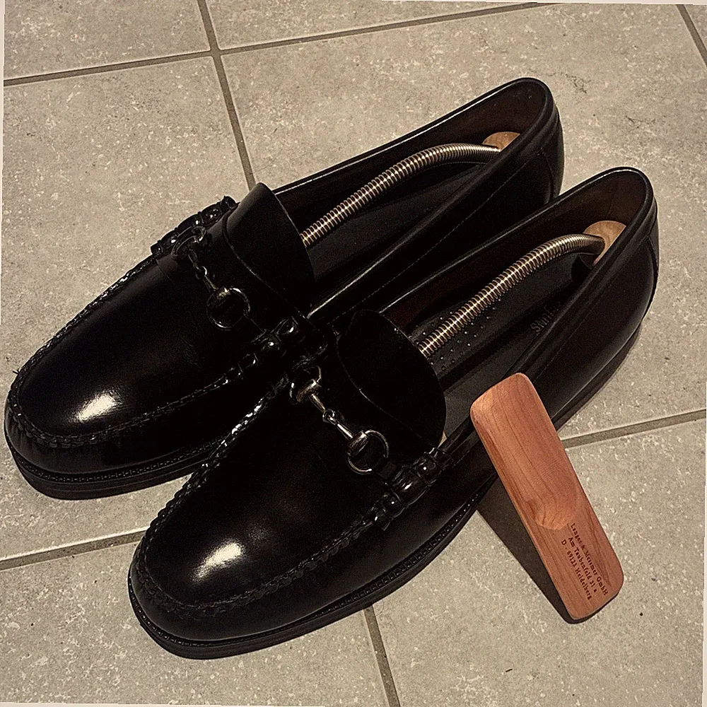 G.H.BASS Herren Slipper Loafer Leder Schwarz Schnalle Slip-On EU 47