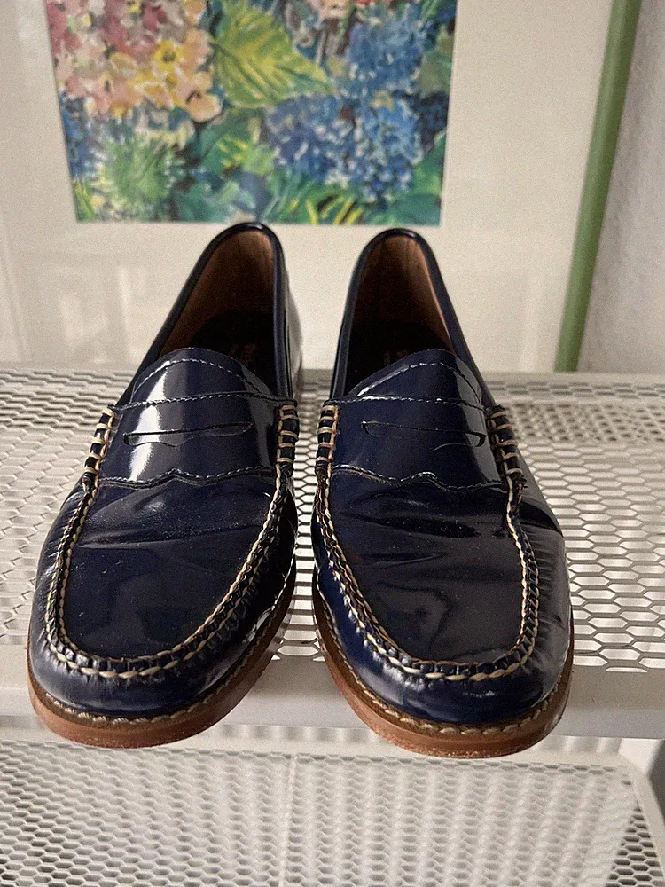 G.H. BASS Weejuns Damen Penny Loafer Gr. 40 - Navy Blau Lackleder - TOP
