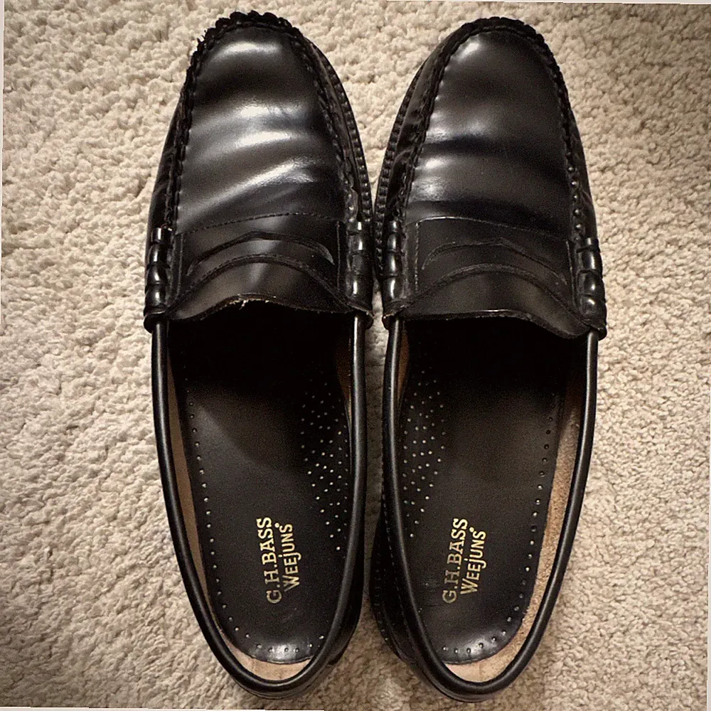 G.H. Bass Weejuns Herren Penny Loafer Slip-On Leder Schwarz EU 44