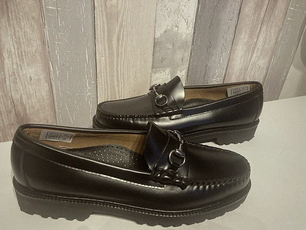 G H Bass Weejuns Herren Schwarz Horsebit Lincoln Halbschuhe Schuhe NEU Karton Größe 8