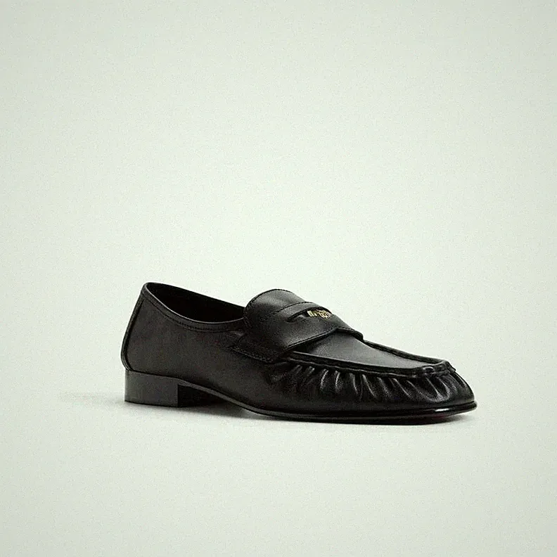 G.H. Bass x Aritzia Spence Coin Penny Loafers Black Leather Shoes Women's 8.5