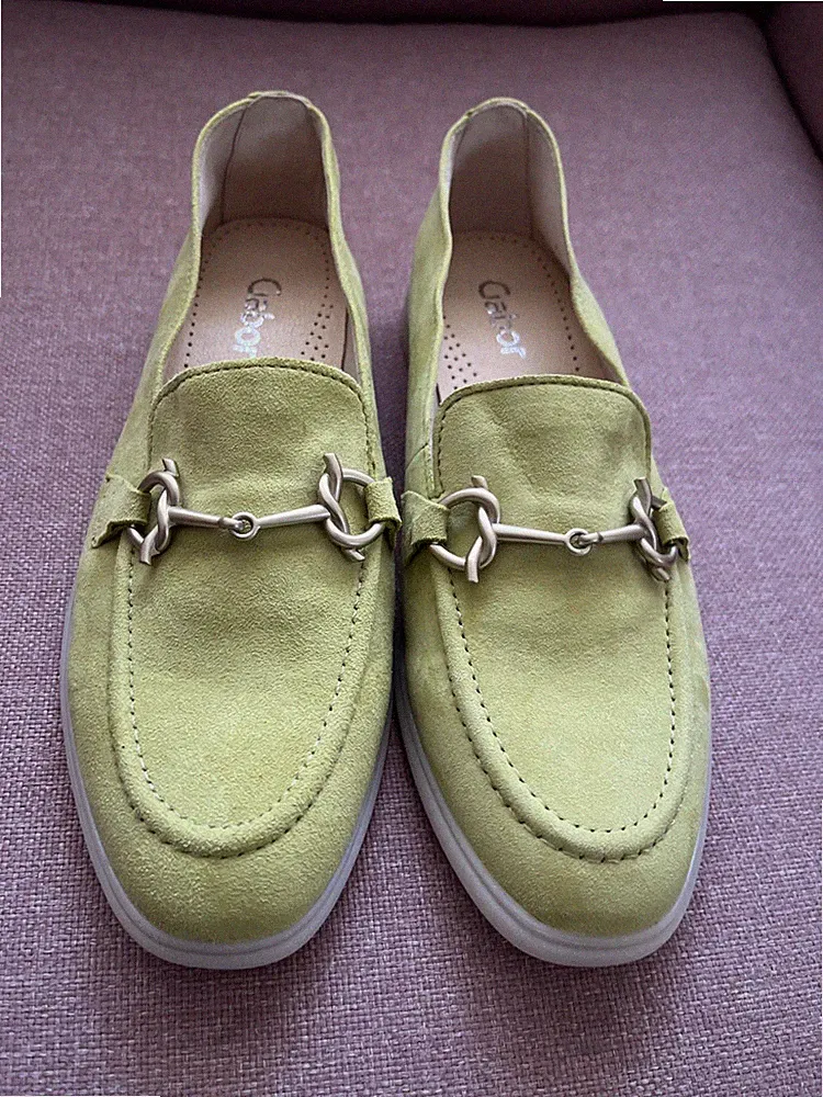 Gabor 25.231 Loafer Grün Veloursleder Gr. 38 (UK 5) NEU