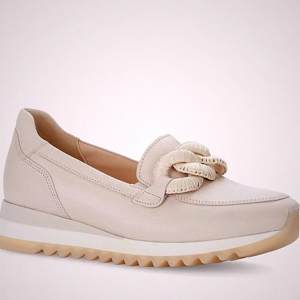 Gabor Damen Beige Leder Keilabsatz Loafer Freizeit 63471-22