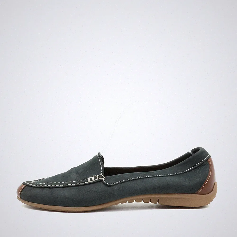 Gabor Damen Best Fitting Mokassin slipper blau braun leder Komfort loafer EU 39