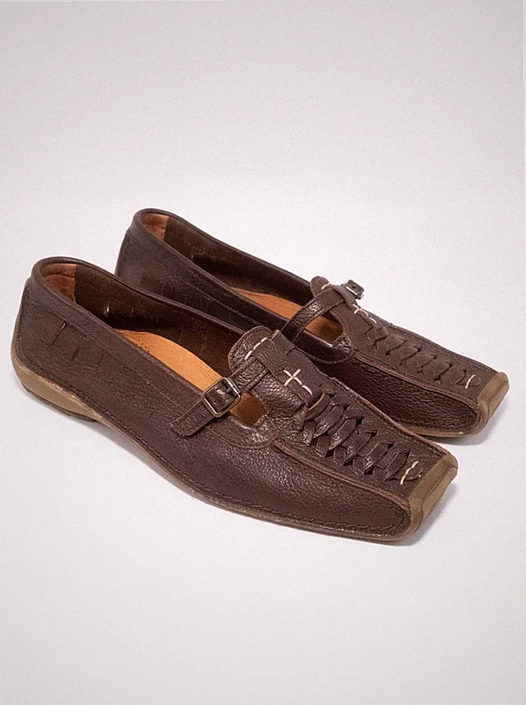 Gabor Damen Jollys Slipper Huarache Loafer Braun Echtleder Mokassin EU 39 Y2K