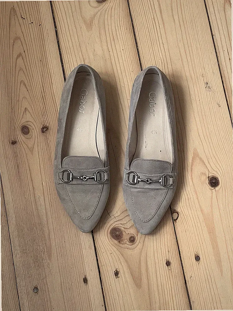 Gabor Damen Loafer Wildleder Grau Slip-On spitz mit Schnalle EU 37,5