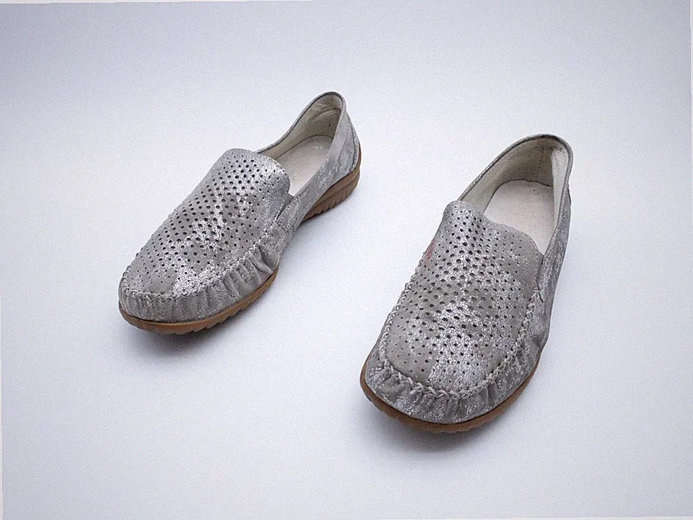 Gabor Damen Slipper Ballerina Halbschuh Loafer silber Gr 39 EU Art 26895-95