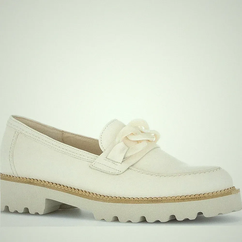 Gabor Damen Weiße Leder Loafer Freizeit 25240-22