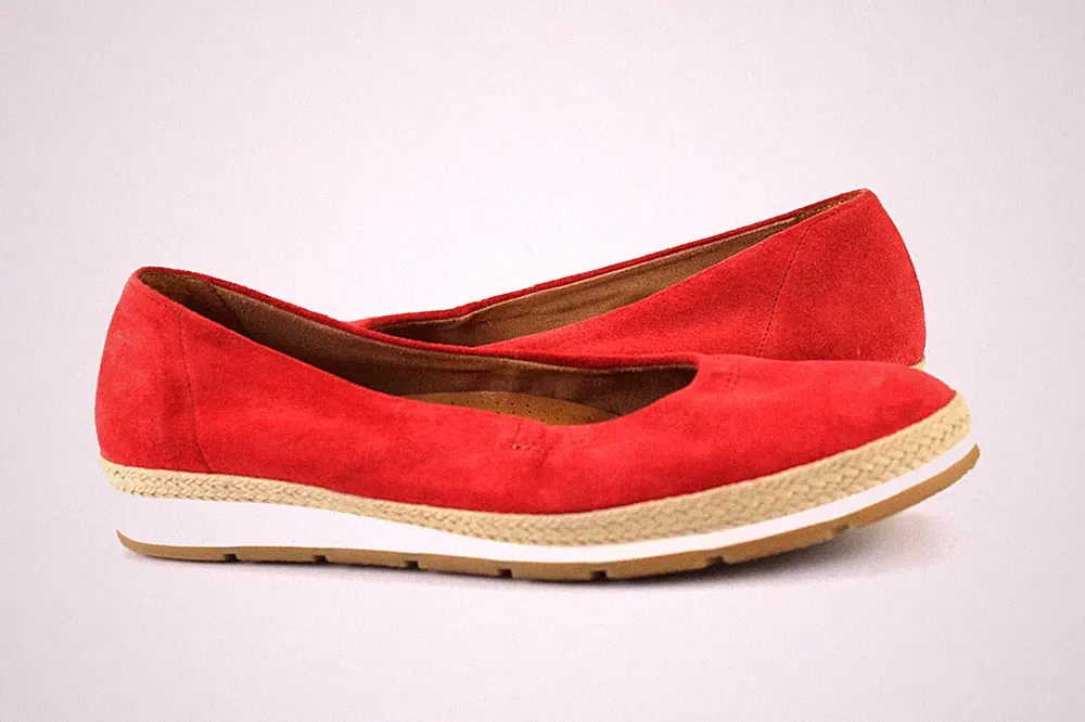 Gabor Gr.40,5 Uk.7 Damen Halbschuhe Ballerinas Slipper Loafers Rot TOP T 665