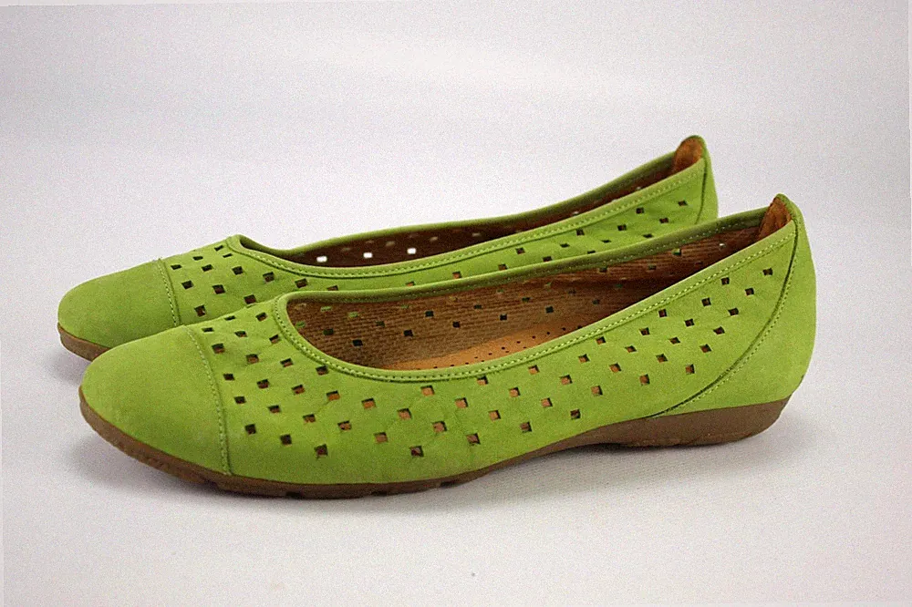Gabor Gr.40,5 Uk.7 Komfort Damen Ballerinas Slipper Loafers Grün P 307