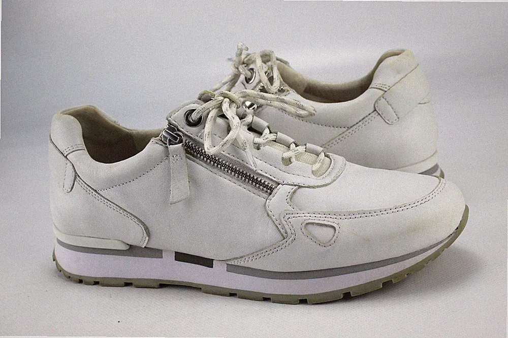 Gabor Gr.42 Uk.8 Damen Halbschuhe Slipper Sneaker Loafers Leder Weiß TOP M 627