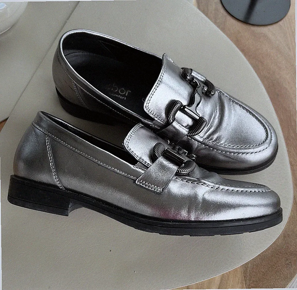 Gabor Loafer / Halbschuhe Gr. 4 / 37 Silber