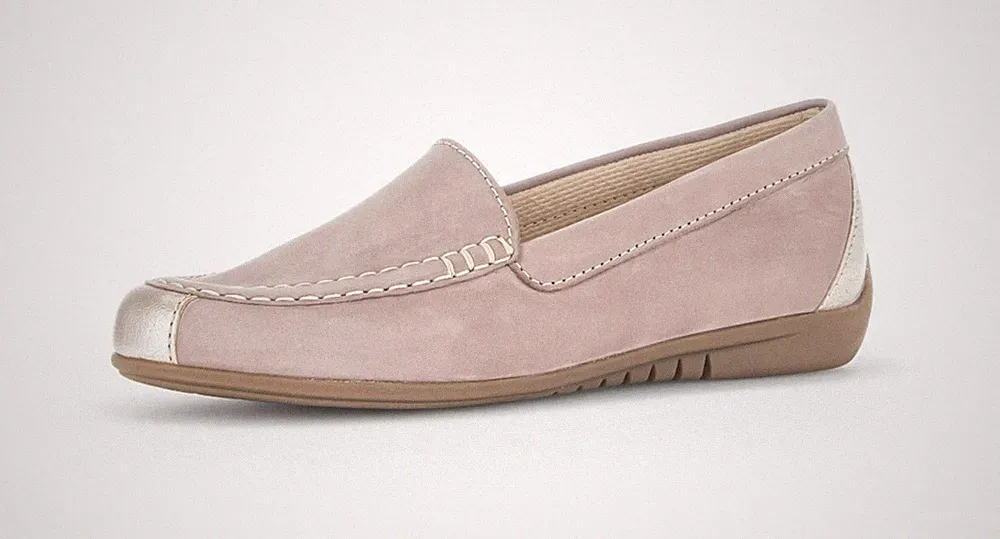 Gabor Loafer Slipper Mokassin mauve rose metallic Leder Einlagen schmal
